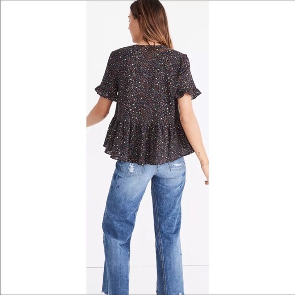 Madewell Starry Night Ruffle Hem Top. Size Small - Picture 3 of 9